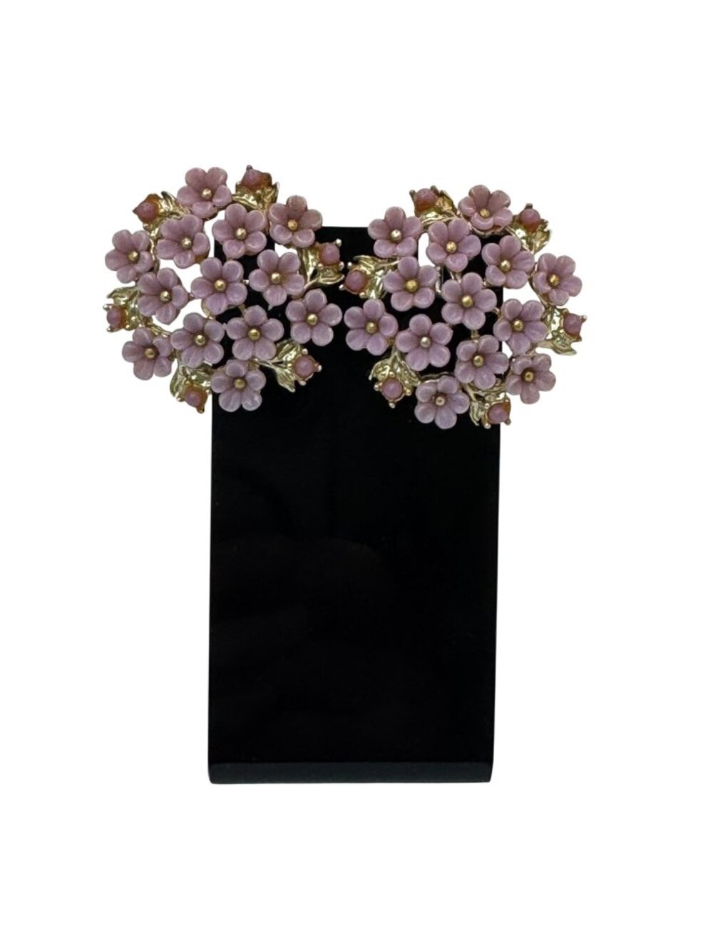 Coro Pink Enamel Flower Clip-On Earrings Gold-Tone Retro Floral Florette Vintage